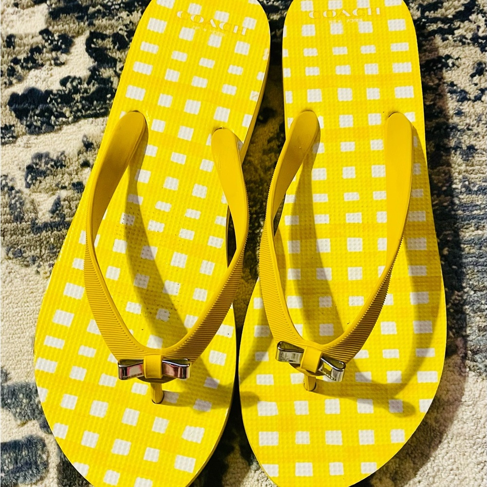 Coach Yellow Flip Flops